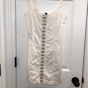 White Button Down Sleeveless Dress